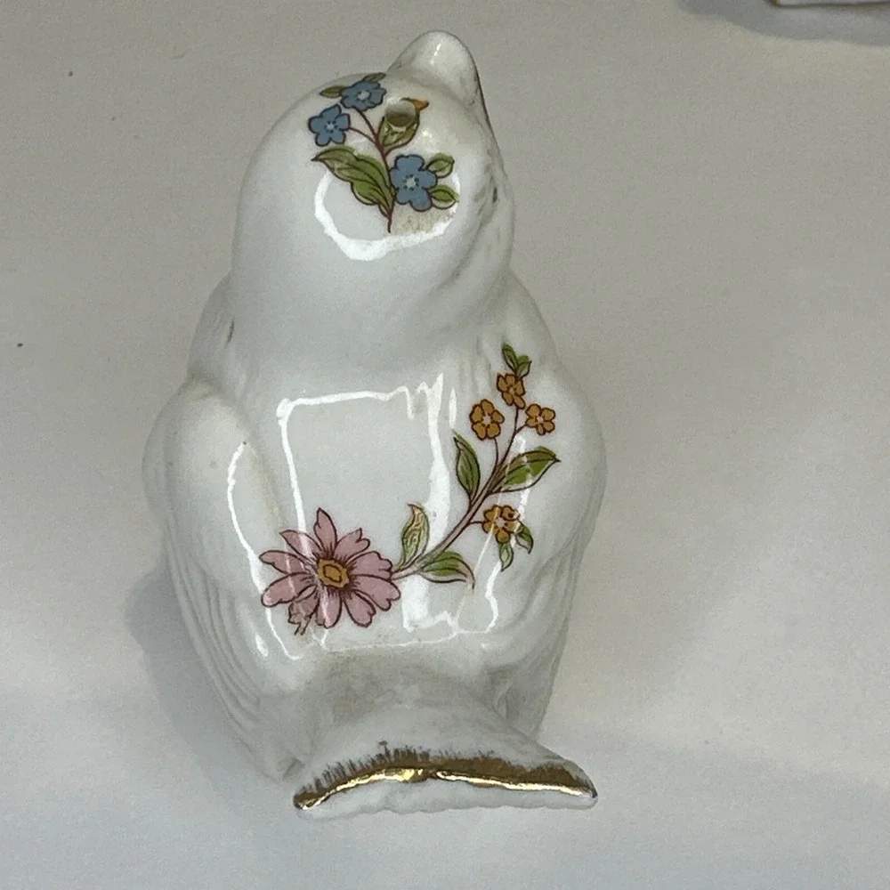 Bone China Bird Salt & Pepper Shakers Floral Gold Tip Vintage